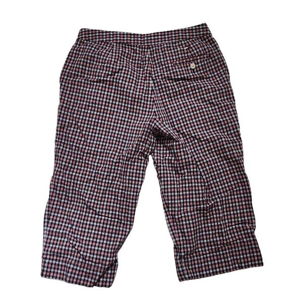 Tommy Hilfiger Ladies Size 8 Red Black Check Capri Slacks - Picture 3 of 5